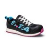 Basket de sécurité basse noire, bleu et rose pour femme S1P respirante vue 3/4 avant