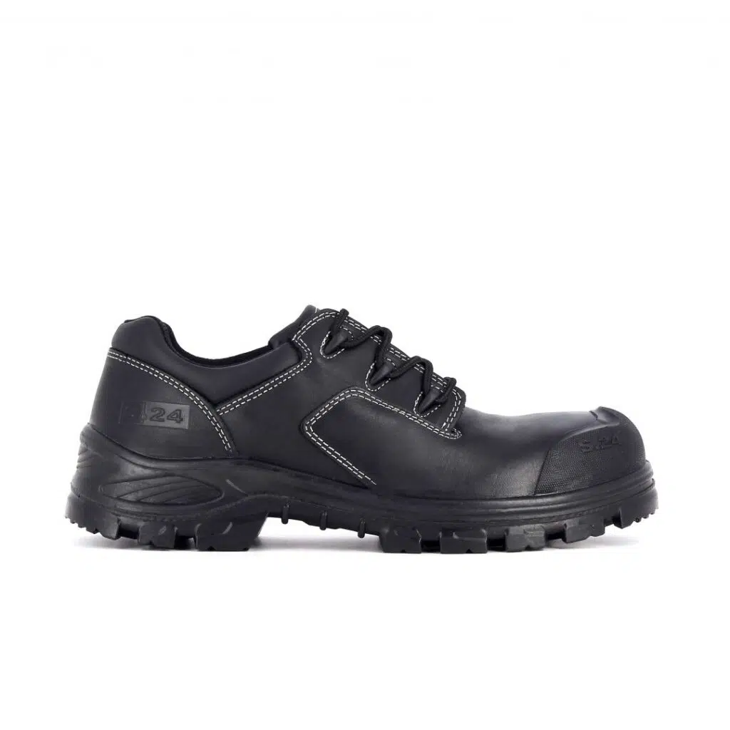 chaussure de sécurité basse en cuir noir de profil