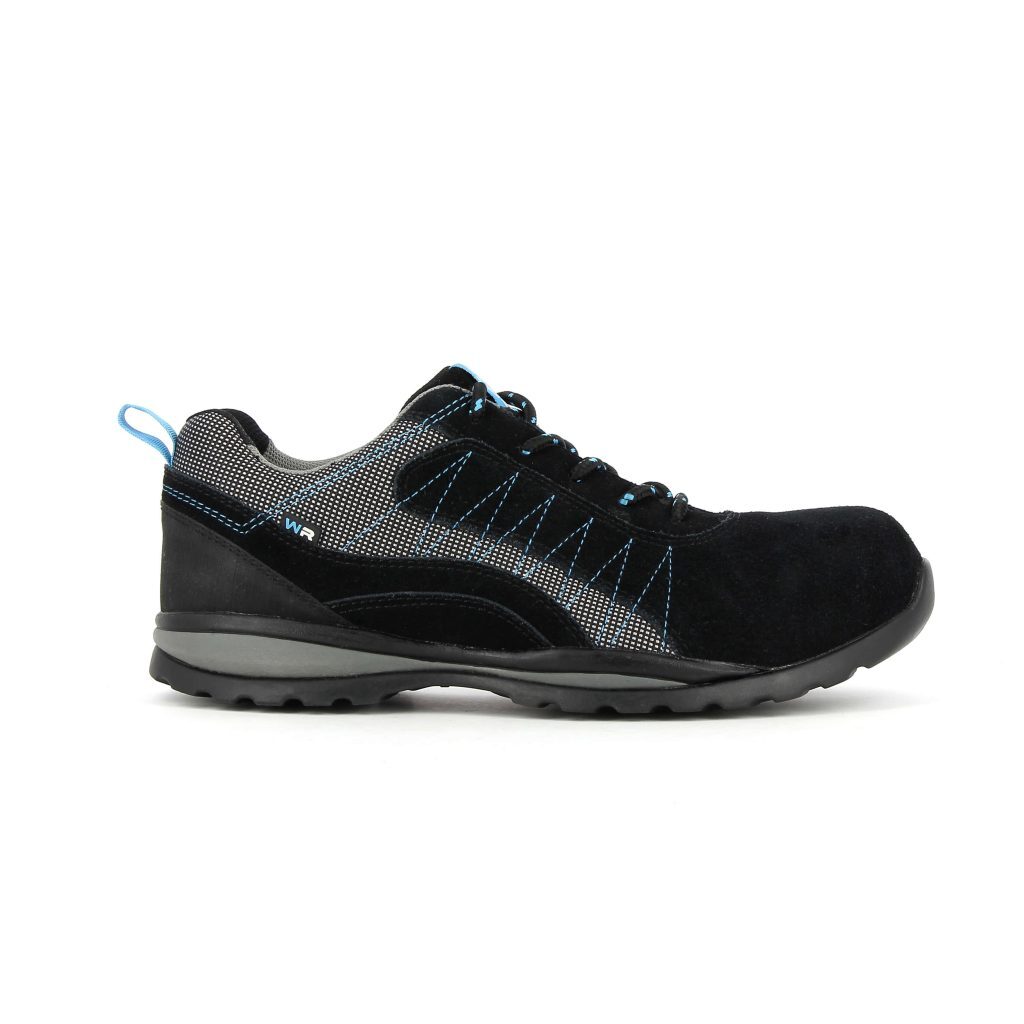 Chaussure de sécurité noire basse homme et femme S3 WR HRO polyvalente vue de profil