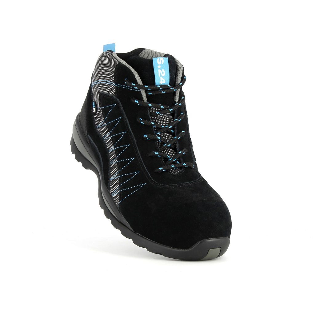 Chaussure de sécurité noire haute homme et femme S3 WR HRO polyvalente vue 3/4 avant