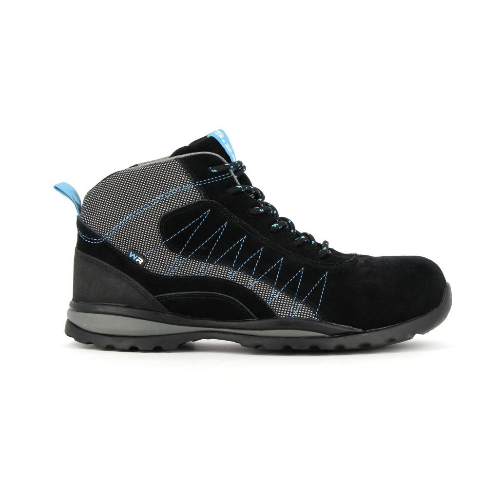 Chaussure de sécurité noire haute homme et femme S3 WR HRO polyvalente vue de profil