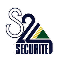 logo sécurité 24 blanc, bleu, vert et jaune