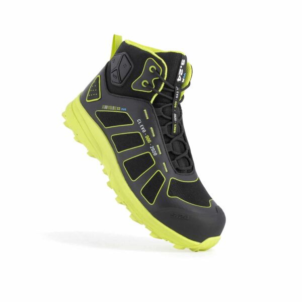 chaussure de sécurité noire et jaune montante en lévitation