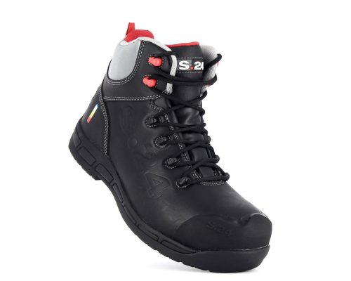 haussure de sécurité noire haute homme et femme S3 résistante vue 3/4 avant