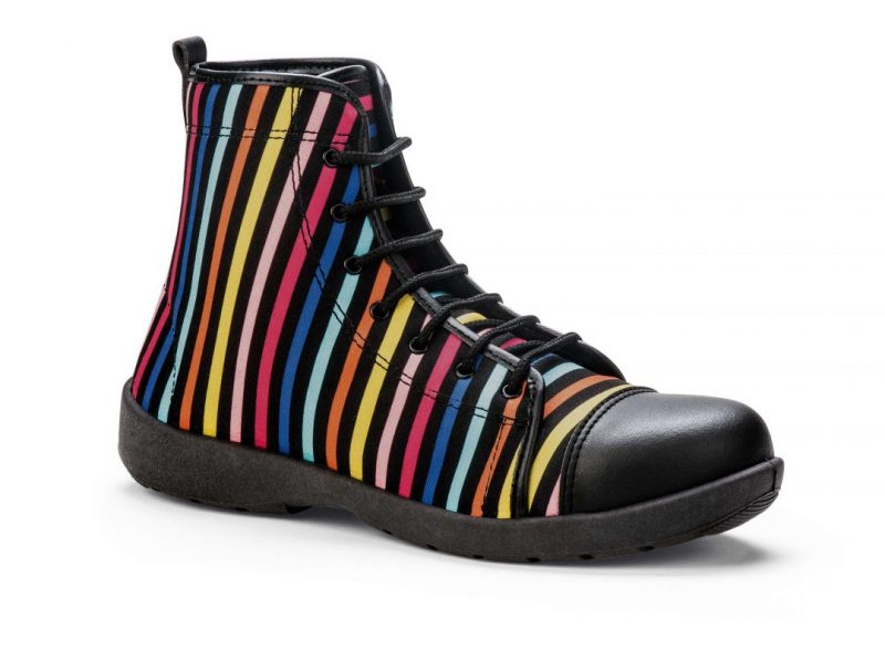 BlougeRaye Basket de sécurité rayé noir haute femme S1P mode vue de profil