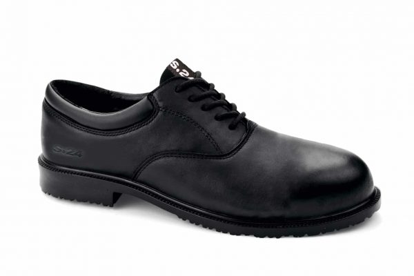 chaussure de sécurité basse en cuir de couleur noir