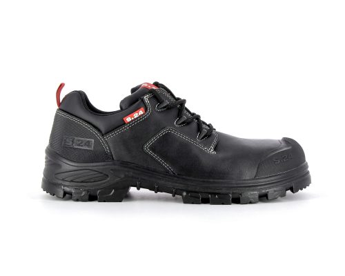 chaussure de sécurité basse en cuir noir vue de profil