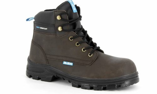 Chaussure de sécurité marron haute homme S3 polyvalente vue de profil
