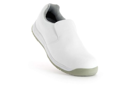Mocassin de sécurité blanc basse homme et femme S3 HRO SRC hygiène vue 3/4 avant
