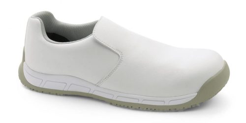 MILK EVO BLANC S3 – 5432 – S24(1) Mocassin de sécurité blanc basse homme et femme S3 HRO SRC hygiène vue de profil