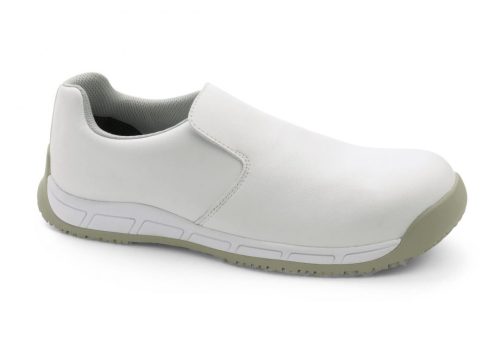Mocassin de sécurité blanc basse homme et femme S3 HRO SRC hygiène vue de profil