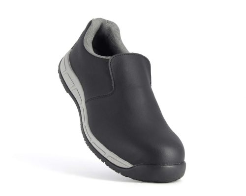Mocassin de sécurité noir basse homme et femme S3 HRO SRC hygiène vue 3/4 avant