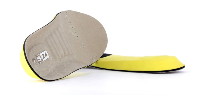 semelle de confort en cuir marron et mousse expansée jaune