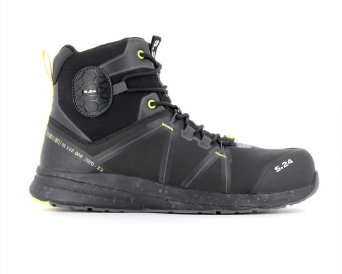 chaussure de sécurité noire montante et grise de profil