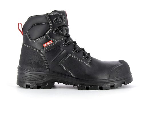 chaussure de sécurité montante en cuir noir vue de profil