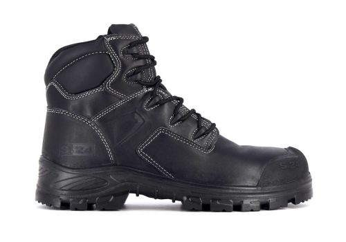 chaussure de sécurité montante en cuir noir vue de profil