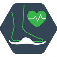 schéma dessin d'un pied sur une semelle avec un cœur vert